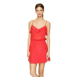 SzXS Talula Ulla Coral Ruffled Mini Dress with Side Pockets VGUC